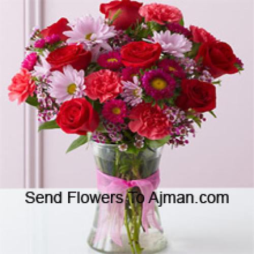 Cute Red Roses and Carantions