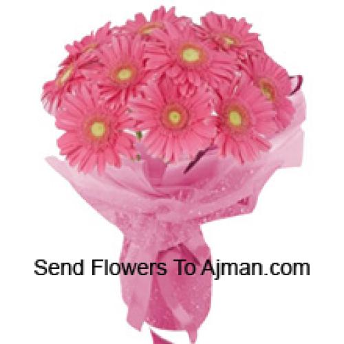 12 Pink Gerberas hand Bunch