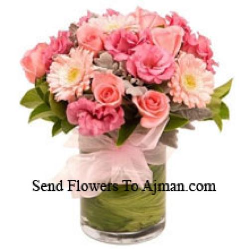 Pink Roses, Carnations and Gerberas