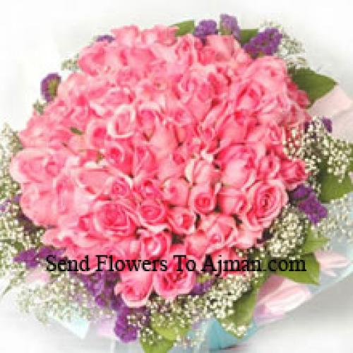 100 Pretty Pink Roses Bunch