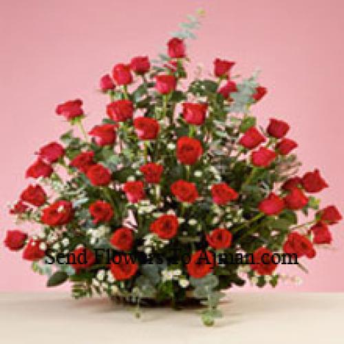 50 Exotic Red Roses Basket