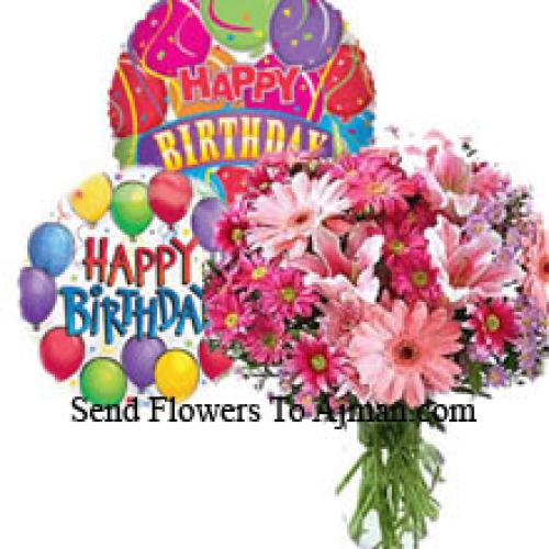 Gerberas with Pink Lilies and Balloons