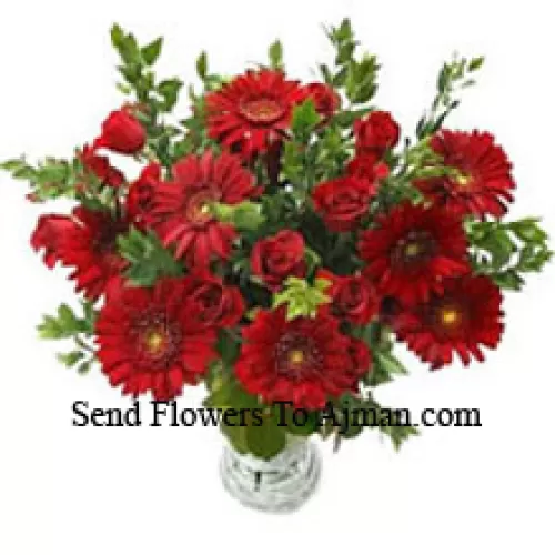 Gerberas, Roses And Fillers In A Vase