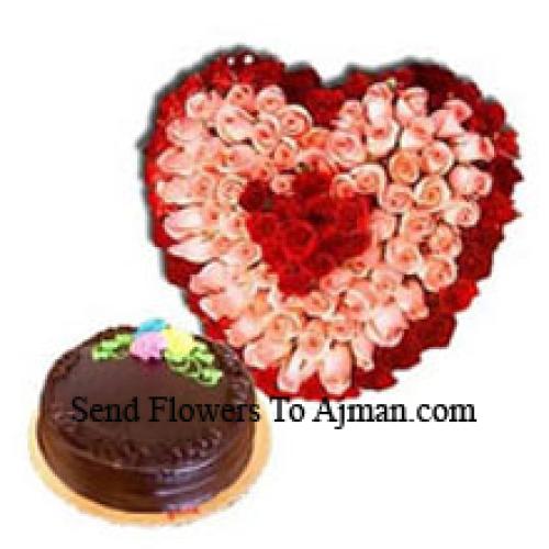 150 Roses with Yummy 1 Kg Truffle Cake