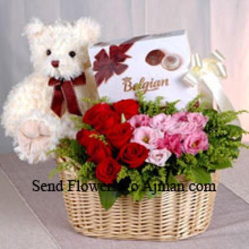 18 Roses with Chocolate and Teddy