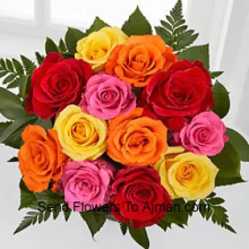 Bunch Of 12 Mixed Colored Roses